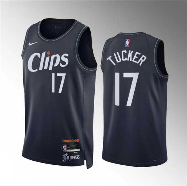 Men%27s Los Angeles Clippers #17 P.j. Tucker Navy 2023-24 City Edition Stitched Jersey Dzhi->philadelphia 76ers->NBA Jersey